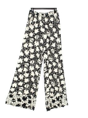 Lilka Womens Pants Prescott Wide Leg Palazzo Ivory Black Medium GO